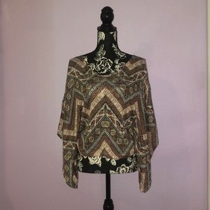Knit Poncho Top with Lace Back